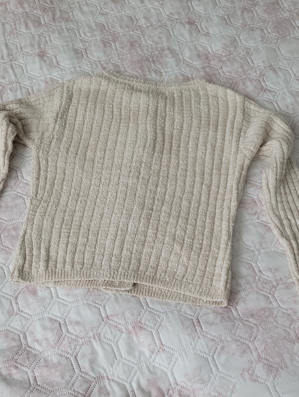 Universal Thread Cream Ribbed Button-Front Cardigan - Picture 9 of 11